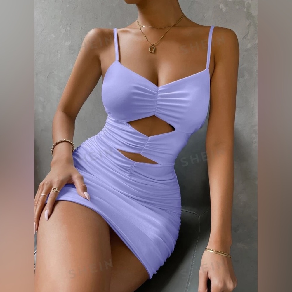 SHEIN purple cutout mini dress